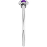 14K Gold Round Natural Amethyst Claw-Prong Rope Solitaire Ring - White Gold - view 4