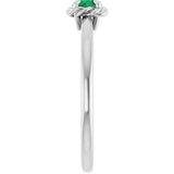 14K Gold Round Natural Emerald Claw-Prong Rope Solitaire Ring - White Gold - view 4