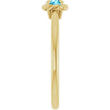14K Gold Round Natural Aquamarine Claw-Prong Rope Solitaire Ring - Yellow Gold - view 4