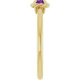 14K Gold Round Natural Amethyst Claw-Prong Rope Solitaire Ring - Yellow Gold - view 4