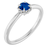 Platinum Round Lab-Grown Blue Sapphire Claw-Prong Rope Solitaire Ring