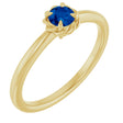 14K Gold Round Natural Blue Sapphire Claw-Prong Rope Solitaire Ring - Yellow Gold
