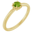 14K Gold Round Natural Peridot Claw-Prong Rope Solitaire Ring - Yellow Gold