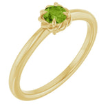 14K Gold Round Natural Peridot Claw-Prong Rope Solitaire Ring - Yellow Gold