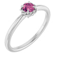 Platinum Round Natural Pink Tourmaline Claw-Prong Rope Solitaire Ring