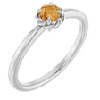 Platinum Round Natural Citrine Claw-Prong Rope Solitaire Ring