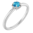 Platinum Round Natural Blue Zircon Claw-Prong Rope Solitaire Ring