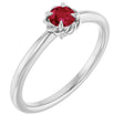 Platinum Round Natural Ruby Claw-Prong Rope Solitaire Ring