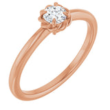 14K Gold Round Natural Diamond Claw-Prong Rope Solitaire Ring - Rose Gold