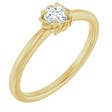 14K Gold Round Natural White Sapphire Claw-Prong Rope Solitaire Ring - Yellow Gold