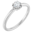 Platinum Round Natural White Sapphire Claw-Prong Rope Solitaire Ring