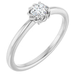 Platinum Round Natural Diamond Claw-Prong Rope Solitaire Ring