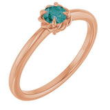 14K Gold Round Natural Alexandrite Claw-Prong Rope Solitaire Ring - Rose Gold