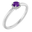 Platinum Round Natural Amethyst Claw-Prong Rope Solitaire Ring