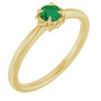 14K Gold Round Lab-Grown Emerald Claw-Prong Rope Solitaire Ring - Yellow Gold