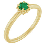 14K Gold Round Lab-Grown Emerald Claw-Prong Rope Solitaire Ring - Yellow Gold