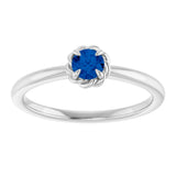 14K Gold Round Natural Blue Sapphire Claw-Prong Rope Solitaire Ring - White Gold - view 3