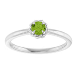 Platinum Round Natural Peridot Claw-Prong Rope Solitaire Ring - view 3