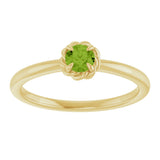 14K Gold Round Natural Peridot Claw-Prong Rope Solitaire Ring - Yellow Gold - view 3