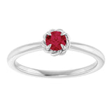 14K Gold Round Lab-Grown Ruby Claw-Prong Rope Solitaire Ring - White Gold - view 3