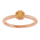 14K Gold Round Natural Citrine Claw-Prong Rope Solitaire Ring - Rose Gold - view 3