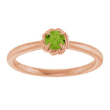 14K Gold Round Natural Peridot Claw-Prong Rope Solitaire Ring - Rose Gold - view 3