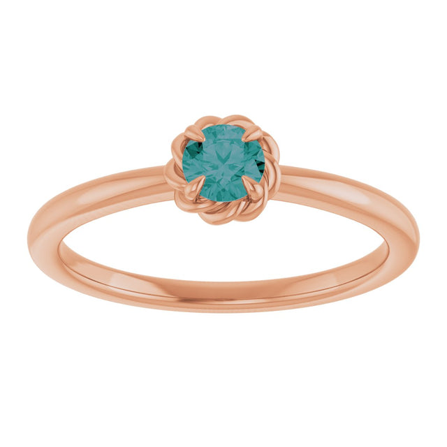 14K Gold Round Lab-Grown Alexandrite Claw-Prong Rope Solitaire Ring - Rose Gold - view 3