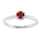 14K Gold Round Natural Mozambique Garnet Claw-Prong Rope Solitaire Ring - White Gold - view 3