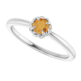 Platinum Round Natural Citrine Claw-Prong Rope Solitaire Ring - view 5