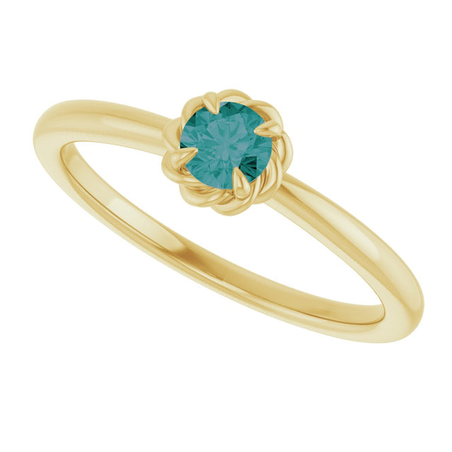 14K Gold Round Natural Alexandrite Claw-Prong Rope Solitaire Ring - Yellow Gold - view 5