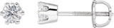 14K Gold White Cubic Zirconia Round 6-Prong Stud Earrings - White Gold
