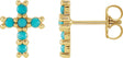 14K Gold Round Natural Turquoise Cross Earrings - Yellow Gold