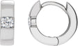 Platinum Round Lab-Grown Diamond Accented Huggie Hoop Earrings