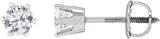 14K Gold White Cubic Zirconia Round 6-Prong Stud Earrings - White Gold