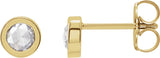 14K Gold Natural Diamond Round Bezel-Set Rose-Cut Stud Earrings - Yellow Gold