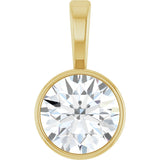 14K Gold Round Natural Diamond Bezel-Set Solitaire Necklace or Pendant – up to 0.06 CTW - Yellow Gold