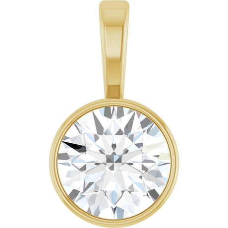 14K Gold Round Lab-Grown Diamond Bezel-Set Solitaire Necklace or Pendant - Yellow Gold