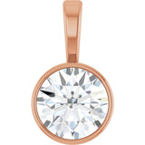 14K Gold Round Lab-Grown Diamond Bezel-Set Solitaire Necklace or Pendant - Rose Gold
