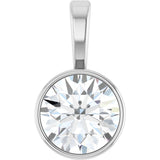 14K Gold Round Natural Diamond Bezel-Set Solitaire Necklace or Pendant – up to 0.06 CTW - White Gold
