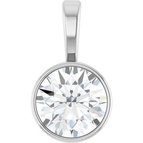 Platinum Round Lab-Grown Diamond Bezel-Set Solitaire Necklace or Pendant