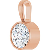 14K Gold Round Lab-Grown Diamond Bezel-Set Solitaire Necklace or Pendant - Rose Gold - view 2