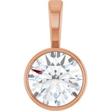 14K Gold Round Lab-Grown Diamond Bezel-Set Solitaire Necklace or Pendant - Rose Gold