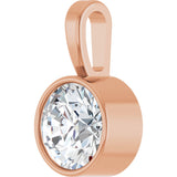 14K Gold Round Natural Diamond Bezel-Set Solitaire Necklace or Pendant – up to 0.06 CTW - Rose Gold - view 2