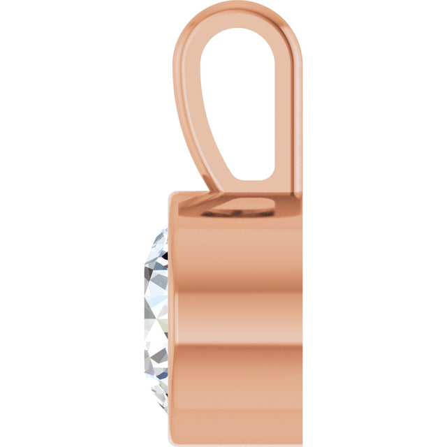 14K Gold Round Natural Diamond Bezel-Set Solitaire Necklace or Pendant – up to 0.06 CTW - Rose Gold - view 3