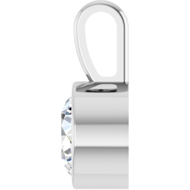 Platinum Round Lab-Grown Diamond Bezel-Set Solitaire Necklace or Pendant - view 3
