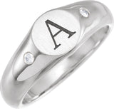 Men's 14K Gold Natural Diamond Round Signet Ring – 06 CTW - White Gold - view 6