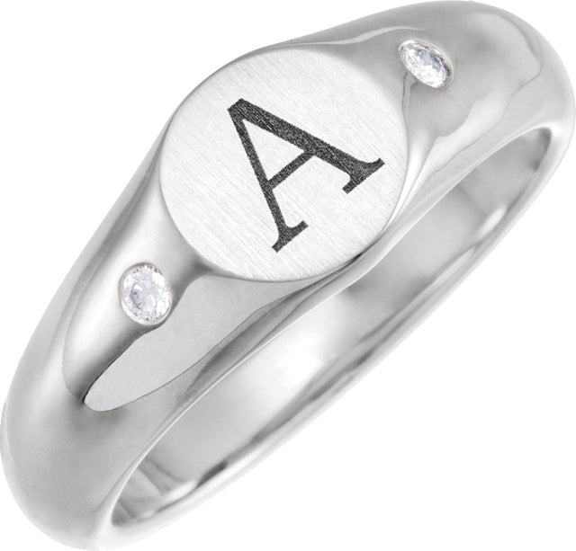 Men's 14K Gold Natural Diamond Round Signet Ring – 06 CTW - White Gold - view 6