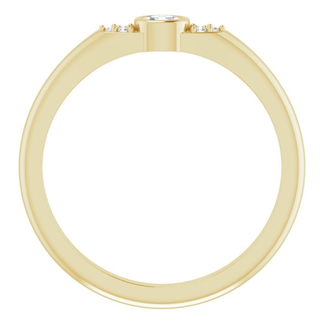 14K Gold Oval Natural Diamond Stackable Bezel-Set Ring - Yellow Gold - view 2