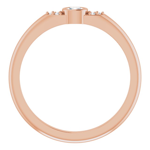 14K Gold Oval Natural Diamond Stackable Bezel-Set Ring - Rose Gold - view 2