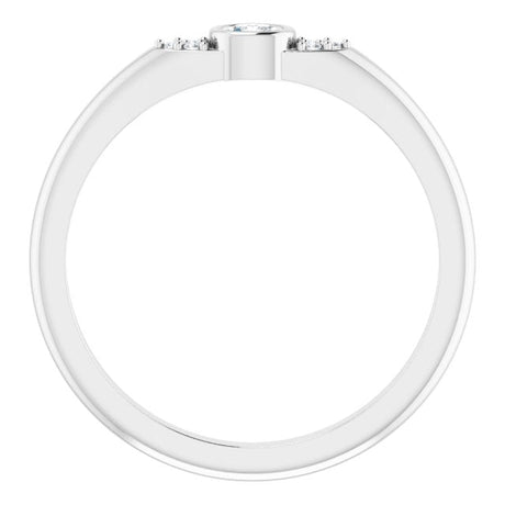 Platinum Oval Natural Diamond Stackable Bezel-Set Ring - view 2
